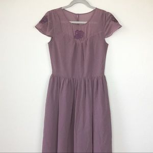 ModCloth Dress Embroidered Floral Geode Purple